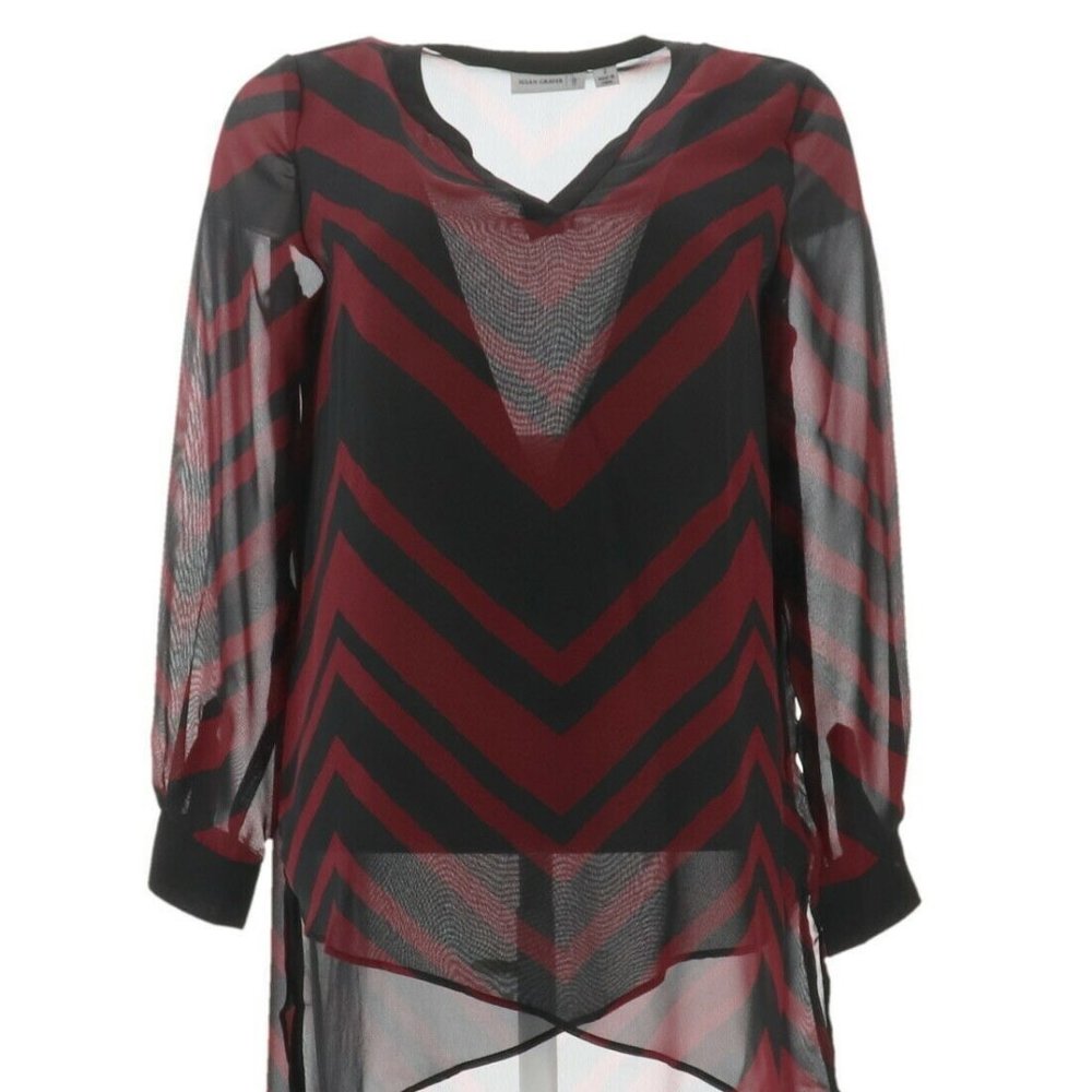 Chiffon Long SLV Crossover Hem Tunic A257104 reg6